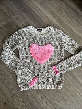 Imoga Multicolor Knit Sweater with Pink Fur Heart 8